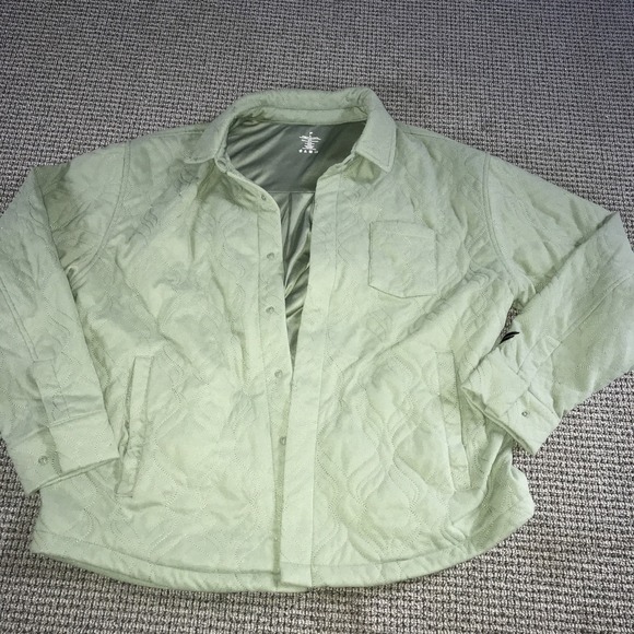 Fabletics Quilted Flannel Shirt Jacket XL Olive